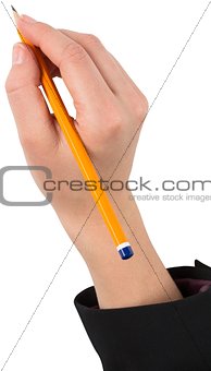 Businesswomans hand writing with pencil