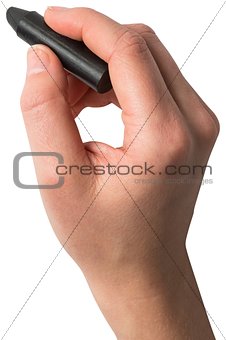 Hand holding black crayon
