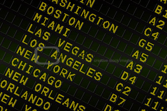 Black airport departures board for america