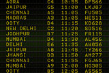 Black airport departures board for india