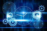 Blue technology design with clock