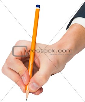 Hand writing with a pencil