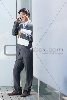 Estate agent talking on phone