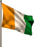 Ivory coast national flag on flagpole