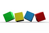 3d colourful cubes in a row
