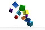 3d colourful cubes floating