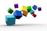 3d colourful cubes floating