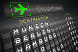 Black departures board for german cities