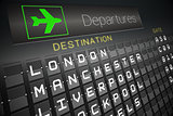 Black departures board for england