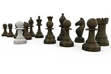 White pawn standing with black pieces