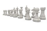 White chess pieces in a row
