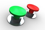 Red and green push buttons
