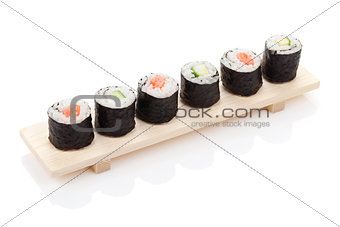 Sushi maki with salmon and cucumber