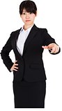 Businesswoman in suit pointing finger
