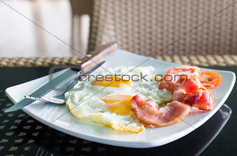 Breakfast with egg and bacon 
