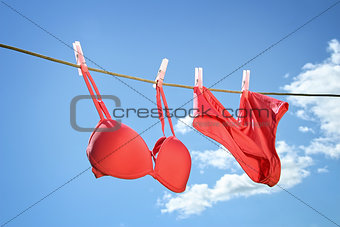 Underwear hanging on clothesline