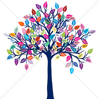 Colored tree with discount leaves
