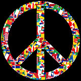 Peace symbol with world flags