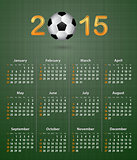 Soccer calendar for 2015 on green linen texture