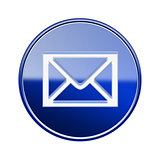postal envelope icon glossy blue, isolated on white background