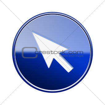 Cursor icon glossy blue, isolated on white background