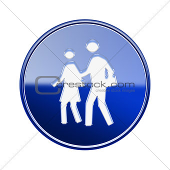People icon glossy blue, isolated on white background