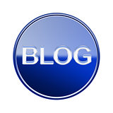 Blog icon glossy blue, isolated on white background