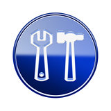 Tools icon glossy blue, isolated on white background
