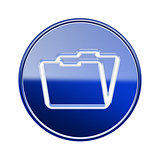 Folder icon glossy blue, isolated on white background