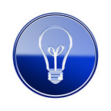 lightbulb icon glossy blue, isolated on white background