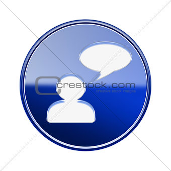 Chat icon glossy blue, isolated on white background