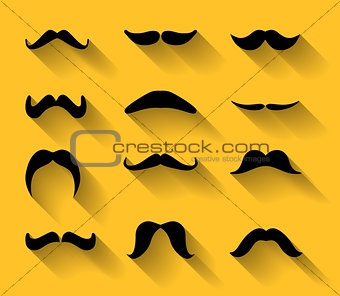 Vector set of mustaches with shadows