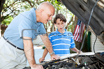 Father Teaching Son Auto Repair