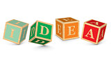 Word IDEA written with alphabet blocks