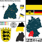 Map of Baden-Wurttemberg, Germany
