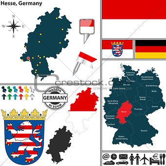Map of Hesse, Germany