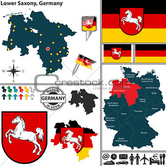 Map of Lower Saxony, Germany