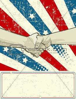 Patriotic design with handshake
