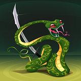 Poisonous snake with saber. 
