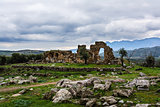 Ancient Troizina Ruins with dramatic sky, Greece