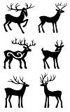 Six deer standing vector silhouettes