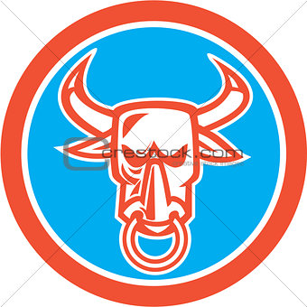 Bull Cow Head Nose Ring Circle Cartoon