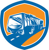 Tourist Coach Shuttle Bus Shield Woodcut