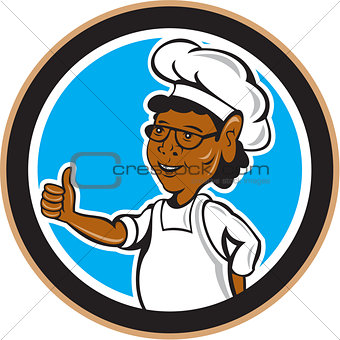 African American Chef Cook Thumbs Up Circle