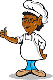 African American Chef Cook Thumbs Up Cartoon