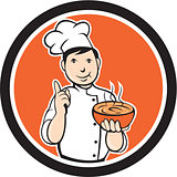 Chef Cook Carrying Bowl Circle Cartoon