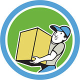 Delivery Worker Carrying Package Cartoon