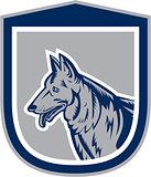 German Shepherd Dog Head Shield Woodcut