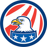 American Bald Eagle Head Flag Circle Retro