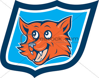 Red Fox Head Shield Cartoon